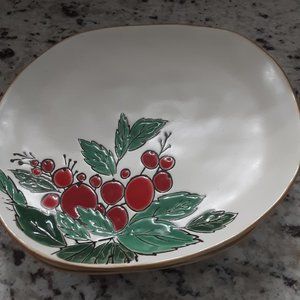 Holiday Holly Berry Dessert/ Sandwich plate Set